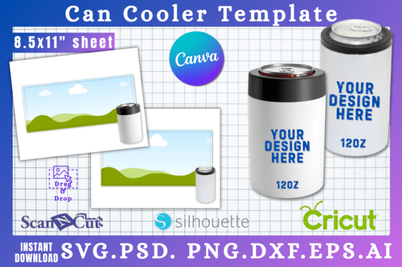 12oz Hard Can Cooler Coozie Template: Graphics for Canva & Crafting