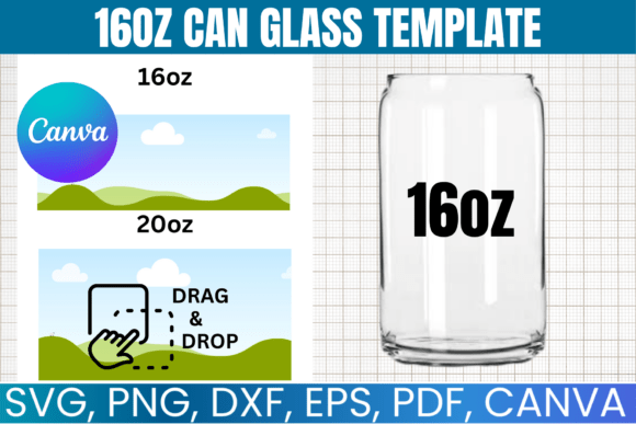 16oz Can Glass Sublimation Template: Graphics for Canva Projects