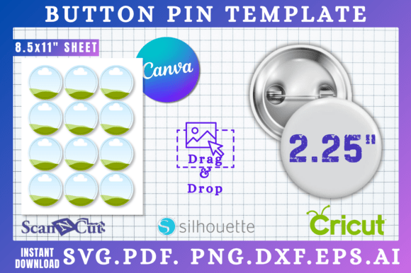 2.25 Button Pin Sublimation Template: Canva Graphics for Real Publishing