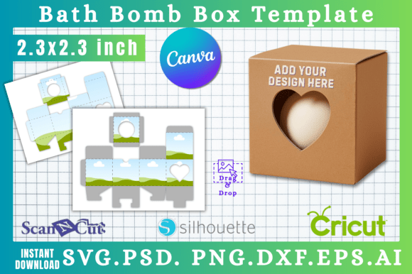 2.3 Bath Bomb Box Heart Window Template