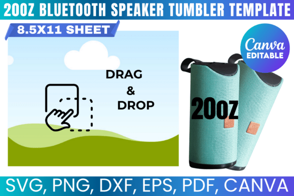 20oz Bluetooth Speaker Tumbler Template for Canva Graphics
