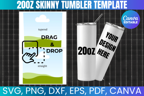 20oz Skinny Tumbler Template: Canva Graphics