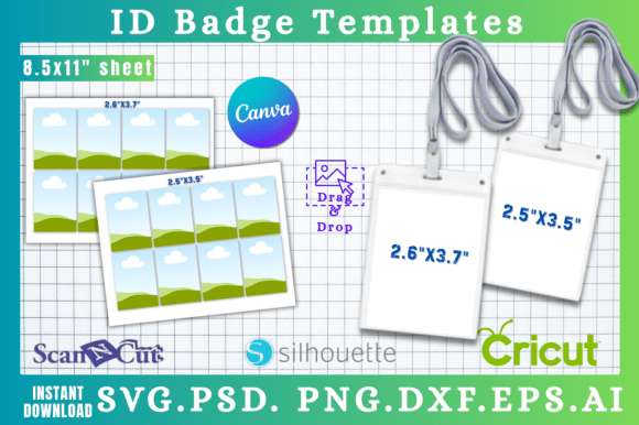 2pc Badge Holder Insert SVG Template Set: Graphics for Canva