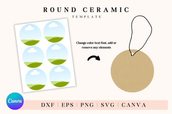 3.5 Inch Round Ceramic Ornament Template: Canva Graphics