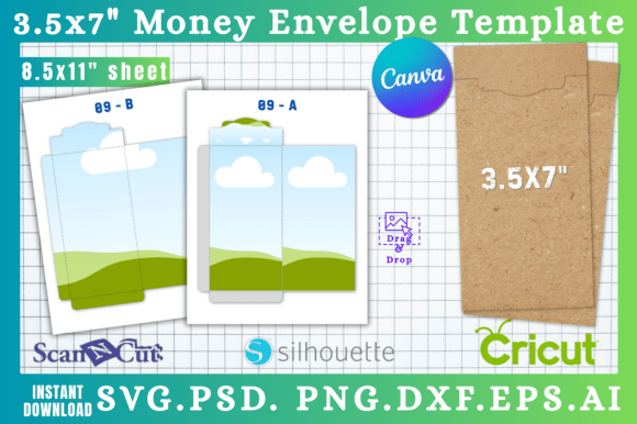 3.5x7 Money Envelope SVG Template 09 — Graphics for Canva & Craft