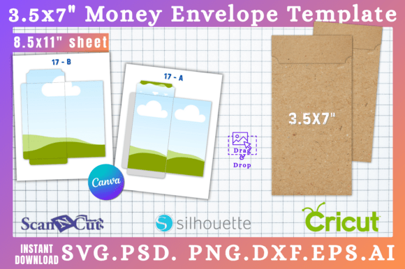 3.5x7 Money Envelope SVG Template 17 Graphics for Canva