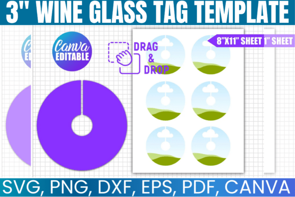 3 Wine Glass Tag Template, Glass Charm: Canva Graphics Review