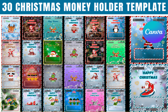 30 Christmas Money Holder Template: Canva Graphics