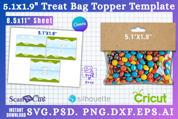 5.1x1.9 Treat Bag Topper SVG Template