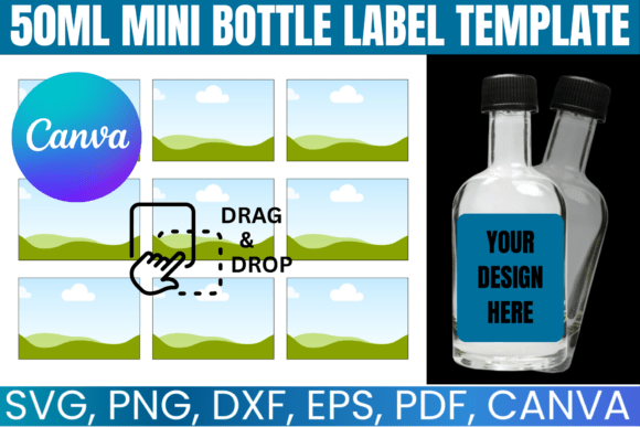 50ml Mini Bottle Label Template SVG: Canva Graphics