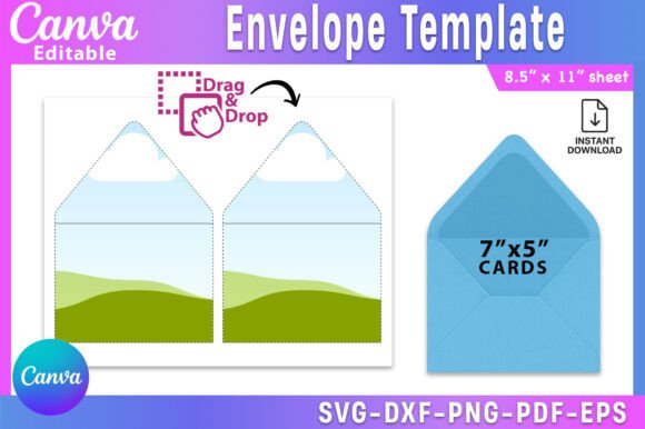 5x7 Envelope Template SVG Liner Graphics for Canva