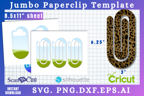 6.25X3 Jumbo Paperclip SVG Template for Canva Graphics