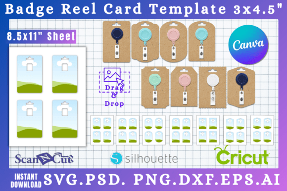 Badge Reel Display Card Template Bundle: Canva Graphics