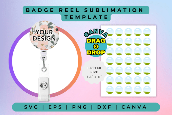 Badge Reel Sublimation Template: Canva Graphics for Sellers