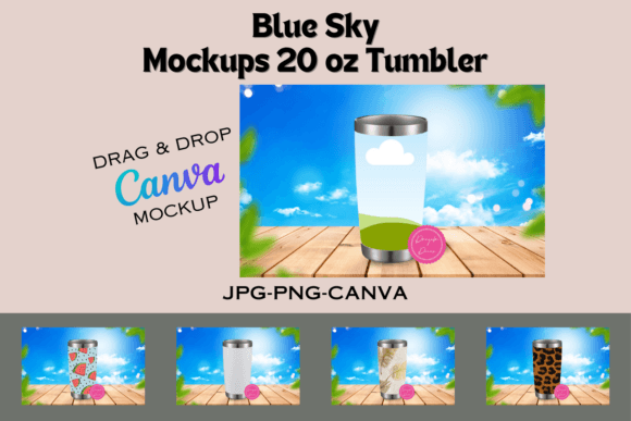 Blue Sky Wooden Table Graphics for Canva