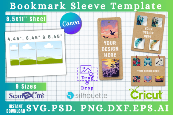 Bookmark Sleeve Display Cards Template: Canva Graphics