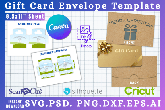 Christmas Gift Card Holder Template: Canva Graphics