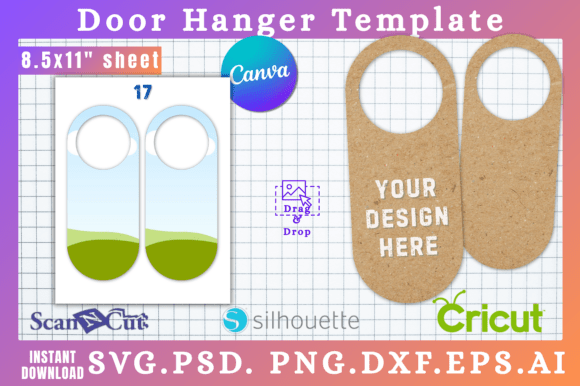 Doorknob Hanging Sign SVG Cut Template 17 — Canva Graphics