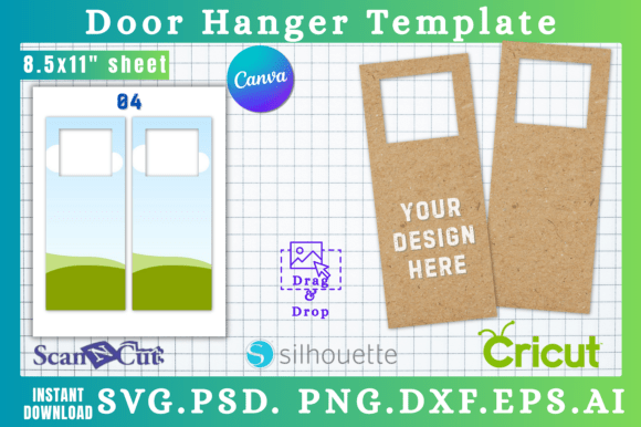 Doorknob Hanging Sign SVG Cut Template 4 — Canva Graphics