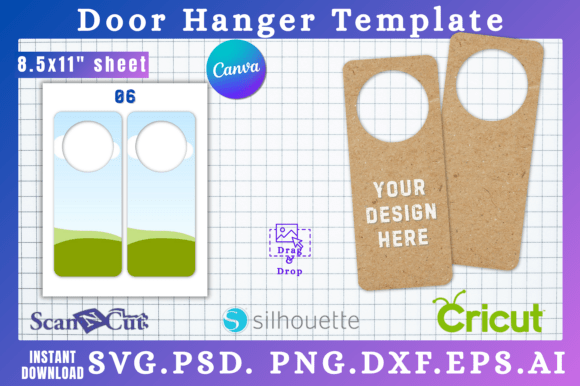 Doorknob Hanging Sign SVG Cut Template 6 — Canva Graphics