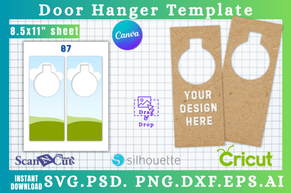Doorknob Hanging Sign SVG Cut Template 7 — Graphics for Canva & Crafters
