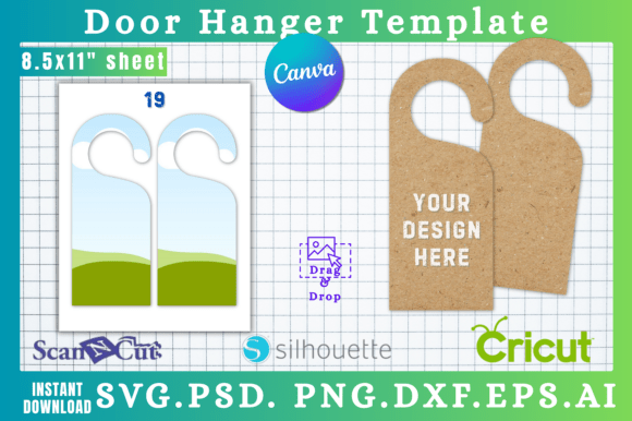 Doorknob Hanging Sign SVG Cut Template19: Graphics for Canva Publishers