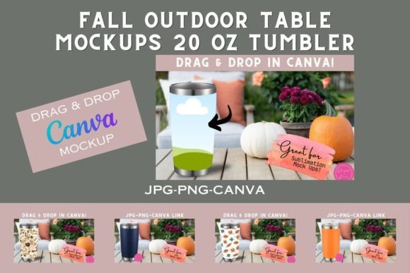 Fall Outdoor Table Tumbler Mock Up: Graphics for Canva