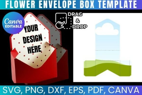 Flower Envelope Box Template: Canva Graphics for Local Branding