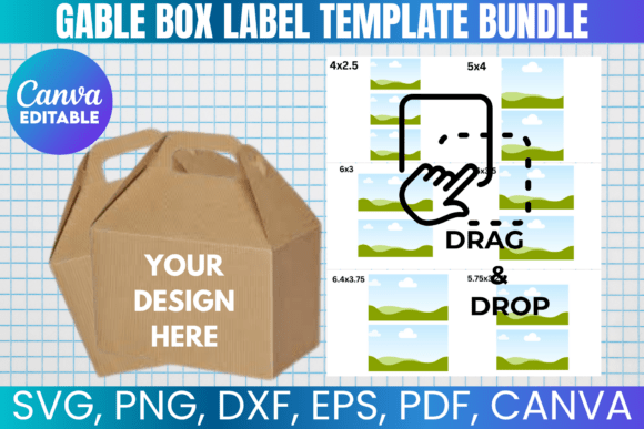 Gable Box Front Label Template Bundle: Graphics for Canva