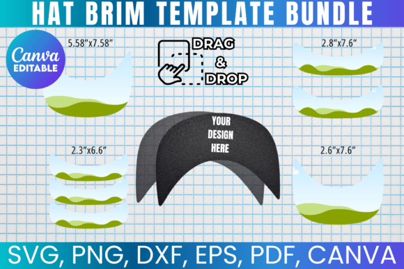 Hat Brim Template Bundle: SVG & Canva Graphics