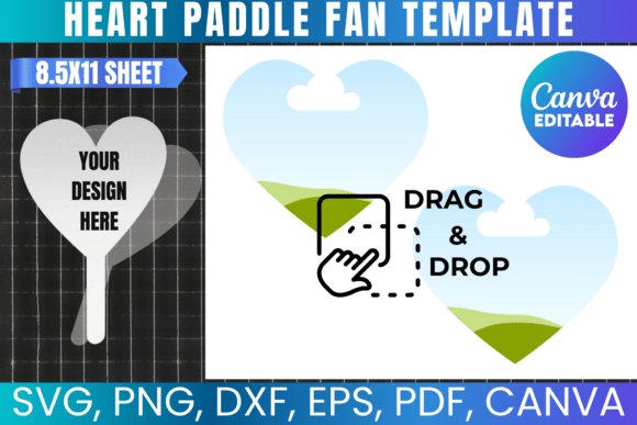 Heart Paddle Fan Template: Canva Graphics for Real Publishing