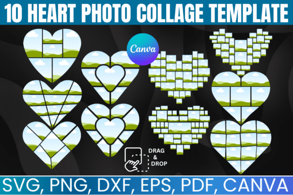Heart Photo Collage Editable Template