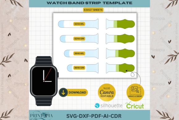 Laser Watch Band SVG 256: Canva-Ready Graphics for Craft & Brand Projects