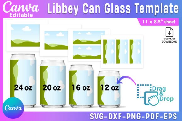 Libbey Can Glass Template Bundle: Graphics for Canva Projects