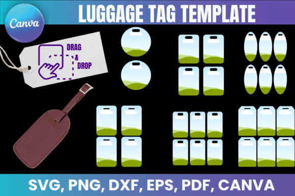 Luggage Tag Template, Work Badge Tag: Canva Graphics