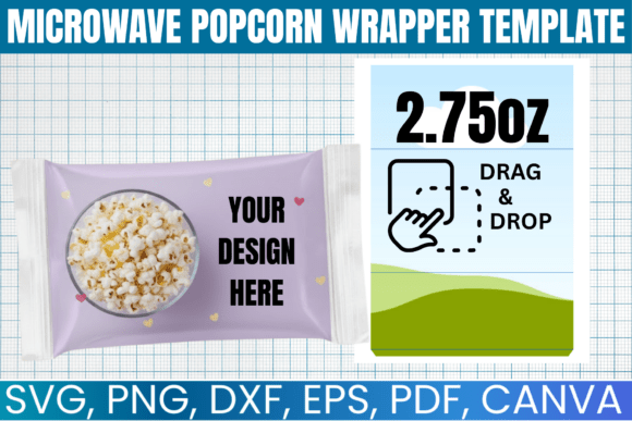 Microwave Popcorn Wrapper Template: Canva Graphics for Real Crafting