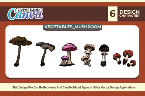 Mushroom Vegetables Vector Element: Canva Graphics