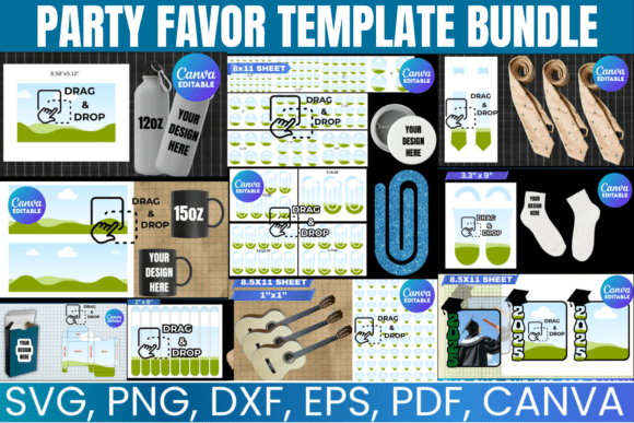 Party Favor Template Bundle: Canva Graphics for Sellers