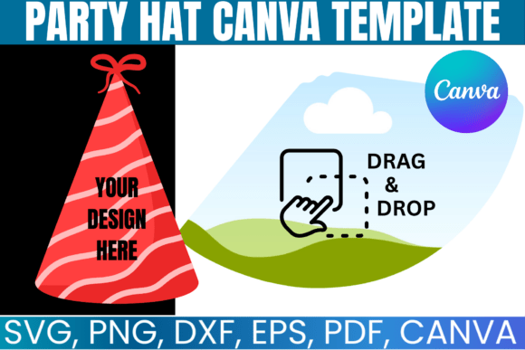 Party Hat Template: Birthday Hat SVG Graphics for Canva
