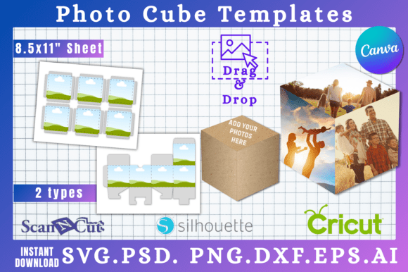 Photo Cube Die Cut Box SVG Graphics for Canva