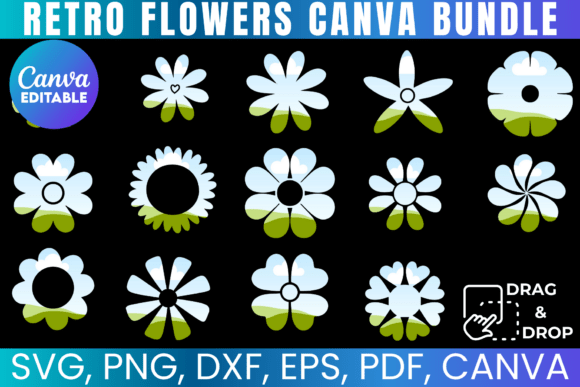 Retro Flowers Bundle: Canva Graphics for Brand Charm