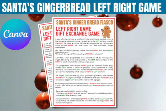 Santa’s Gingerbread Left Right Game Graphics for Canva