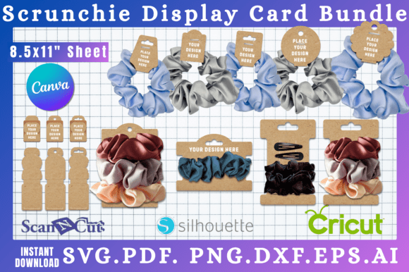 Scrunchie Display Card Template Bundle: Canva Graphics