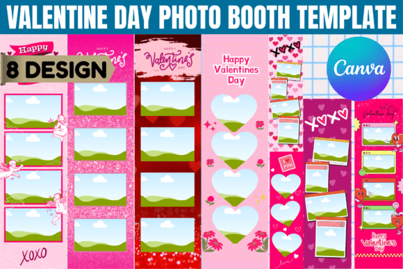 Valentine’s Day Photo Booth Template: Canva Graphics