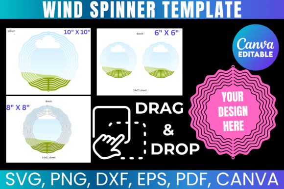 Wind Spinner Template BUNDLE: Canva Graphics for Local Branding