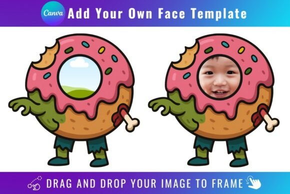 Zombie Donut Add Your Own Face Template: Canva Graphics